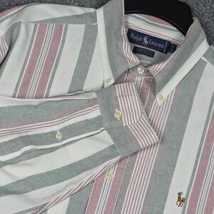 Ralph Lauren Yarmouth Button Dn Shirt Men 16.5 34 Striped Long Sleeve 100 Cotton